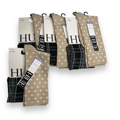 HUE Black Plaid Knee Hi Chino Ultra smooth Polka Dot Variety One Size 8 Pairs